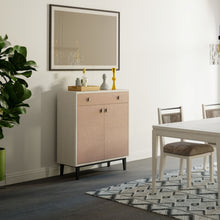 Load image into Gallery viewer, Bar Cabinet With Large Storage - White / Pecan