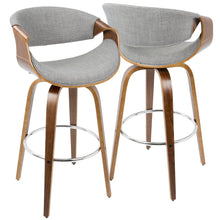 Load image into Gallery viewer, Curvini Mid - Century Modern Fixed Height Barstool With Swivel (Set of 2)