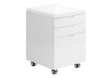 Load image into Gallery viewer, File Cabinet, Rolling Mobile, Storage Drawers, Printer Stand, Office, Work, Glossy Contemporary, Modern - White