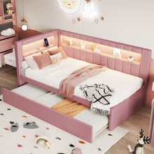 Load image into Gallery viewer, Upholstered Platform Bed With USB Ports And LED Belt