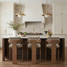 Load image into Gallery viewer, Cedra - Velvet Performance Fabric Upholstered Counter Stool - Brown Frame