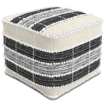 Load image into Gallery viewer, Barley - Square Pouf - White / Beige / Black