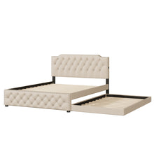 Load image into Gallery viewer, Upholstered Platform Bed With Trundle And 2 Sets Of USB Ports On Each Side, Fabric