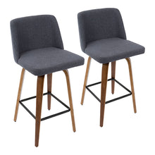 Load image into Gallery viewer, Toriano - Mid Century Modern Fixed Height Counter Stool & Square Footrest (Set of 2)