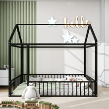 Load image into Gallery viewer, Metal Bed House Bed Frame With Fence