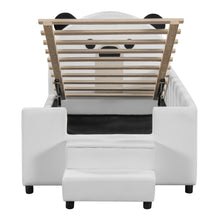 Load image into Gallery viewer, Upholstered Daybed With Bear Shaped Headboard, Hydraulic System And Breathable Fence