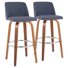 Load image into Gallery viewer, Toriano - Mid Century Modern Fixed Height, Barstool With Swivel With Round Footrest (Set of 2)