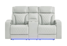Load image into Gallery viewer, U8611 - Power Console Reclining Loveseat With Power Headrest, LED And Speaker - Silver