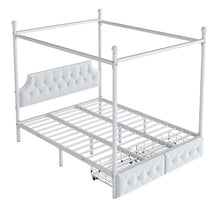 Load image into Gallery viewer, Queen Size Canopy Platform Bed With Upholstered Headboard And 2 Storage Drawers - White