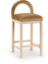 Load image into Gallery viewer, Conrad - Velvet Counter Stool With Natural Legs - Saddle