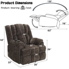 Load image into Gallery viewer, Power Motion Recliner With Lift Heating Massage Function - Brown