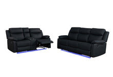 Load image into Gallery viewer, U6026 - 3 Piece Living Room Set (72A Reclining Sofa, Console Reclining Loveseat With LED And Speaker, Glider Recliner) - Black