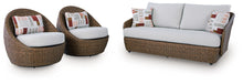 Load image into Gallery viewer, Double Point - Loveseat, Swivel Chairs Set (Set of 3) - Beige
