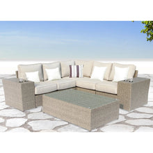 Load image into Gallery viewer, Outdoor Wicker Sectional With Weather Resistant Cushions And Table