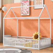 Load image into Gallery viewer, Metal House Bed With Fence And Door