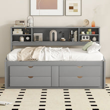 Load image into Gallery viewer, Daybed With 2 Bedside Cabinets, Upper Shelves And 4 Drawers