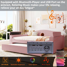 Load image into Gallery viewer, Upholstered Daybed With Storage Armrests, Trundle And Latest Integrated tooth Audio System