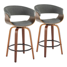 Load image into Gallery viewer, Vintage Mod - Mid Century Modern Fixed Height Counter Stool & Swivel With Round Footrest (Set of 2)