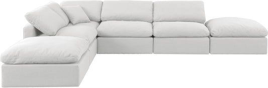 Indulge - Linen 6 Piece Modular Armless Sectional - White