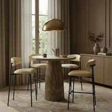 Load image into Gallery viewer, Lupita - Vegan Leather Upholstered Bar Stool (Set of 2) - Cream / Matte Black