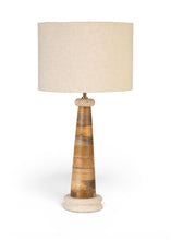 Load image into Gallery viewer, Palea - Mango Wood Base And Linen Textured Fabric Shade Table Lamp - Travertine / Natural