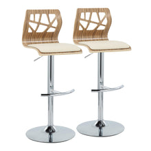 Load image into Gallery viewer, Folia - Mid Century Modern Adjustable Barstool With Swivel With Rounded T Footrest (Set of 2)