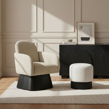 Load image into Gallery viewer, Marlowe - Linen Textured Fabric Upholstered Swivel Accent Chair - Stained Black