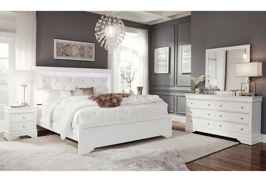 Pompei - Queen Bed With LED - White