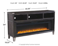 Load image into Gallery viewer, Todoe - 2 Pc. - 65" TV Stand With Wide Fireplace Insert - Gray