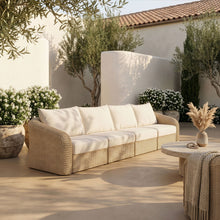 Load image into Gallery viewer, Seacrest - Olefin Water Resistant Fabric And Wicker 4 Piece Outdoor Patio Modular Sofa