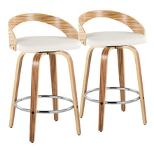 Load image into Gallery viewer, Grotto - Mid Century Modern Fixed Height Counter Stool With Swivel With Round Footrest (Set of 2)