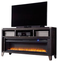 Load image into Gallery viewer, Todoe - 2 Pc. - 65" TV Stand With Wide Fireplace Insert - Gray