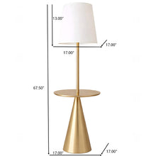 Load image into Gallery viewer, Celestial - Modern Floor Lamp With Accent Table With Large Shade - Gold / White