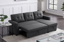 Load image into Gallery viewer, Upholstered Pull Out Sectional Sofa With Chaise