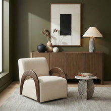 Load image into Gallery viewer, Neria - Chenille Fabric Upholstered Swivel Accent Chair - Painted Brown Base