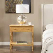 Load image into Gallery viewer, Easton - Modern Farmhouse Turned 1 Drawer Storage Side Table With Shelf - Natural Brown