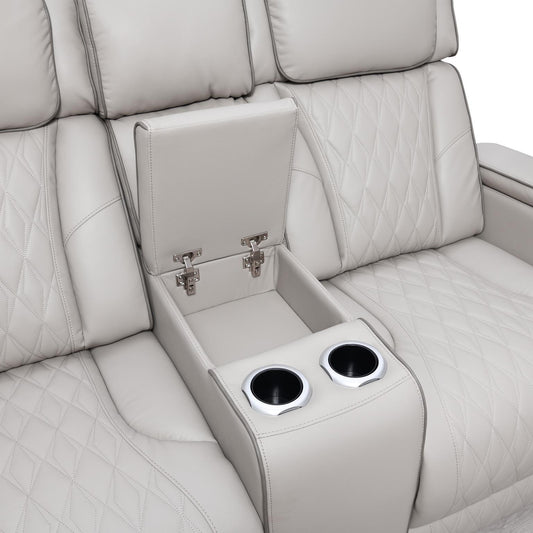 U71 - Power Reclining Loveseat With Power Headrest, Massage, Heat, Ambient Light, Storage Arms / USB And Wireless Charger - Gray