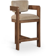 Load image into Gallery viewer, Sacha - Velvet Stool With Brown Base