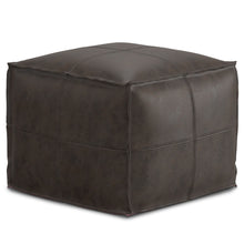 Load image into Gallery viewer, Sheffield - Square Pouf - Distressed Dark Brown