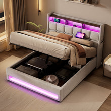 Load image into Gallery viewer, Platform Bed With Hydraulic Storage, LED Lighting & Charging Station