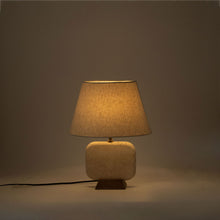 Load image into Gallery viewer, Solis - 14" Genuine Marble And Mango Wood Base With Linen Textured Fabric Shade Table Lamp