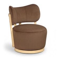 Load image into Gallery viewer, Elara - Velvet Upholstered Swivel Accent Chair - Stained Natural