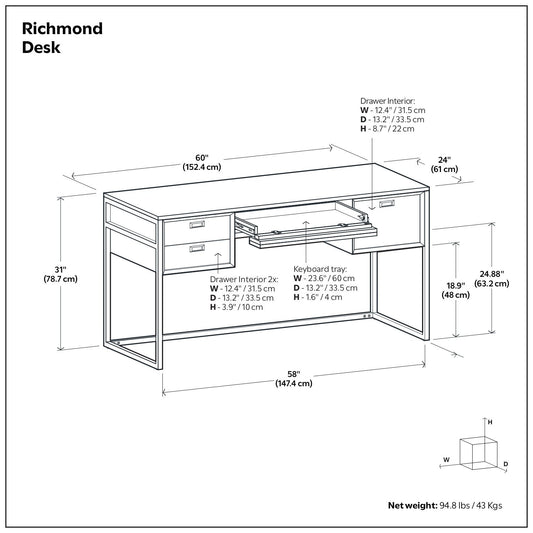 Richmond - Desk - Rustic Natural Aged Brown - Ego Home Furniture