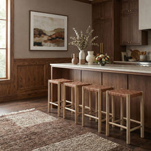 Load image into Gallery viewer, Entwine - Vegan Leather Upholstered Backless Counter Stool - Painted Natural