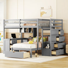 Load image into Gallery viewer, Bunk Bed With Desk, Drawers And Shelves