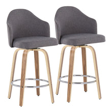 Load image into Gallery viewer, Ahoy - Mid-Century Modern Fixed Height Counter Stool With Zebra Legs / Round Chrome Footrest (Set of 2) - Gray