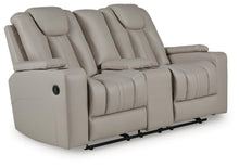 Load image into Gallery viewer, Elevate Edges - Glide Reclining Loveseat With Console - Coin