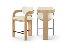 Load image into Gallery viewer, Cedra - Velvet Performance Fabric Upholstered Counter Stool - Natural Frame