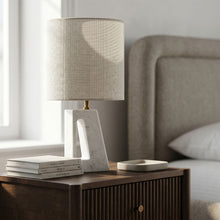 Load image into Gallery viewer, Vellum - Genuine Marble Base And Linen Textured Fabric Shade Table Lamp