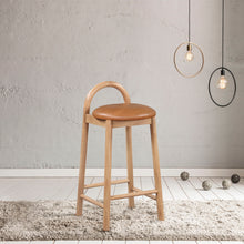 Load image into Gallery viewer, Calvin - Faux Leather Stool - Light Brown Legs